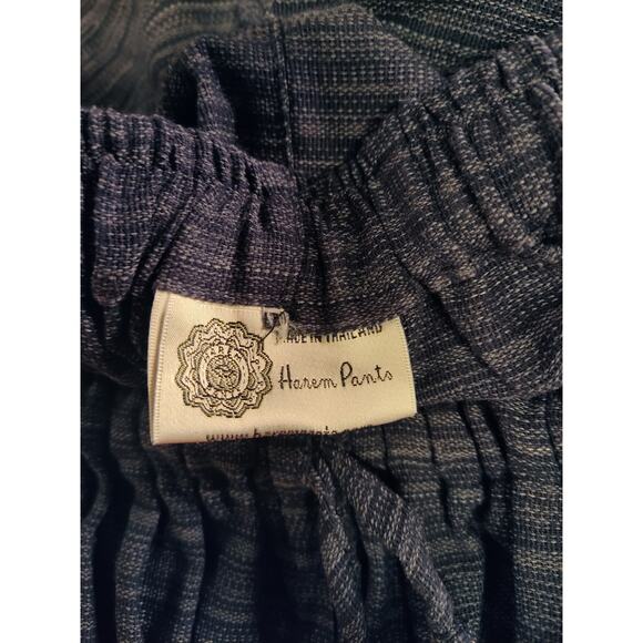 Harem Pants Elastic Waist Capri Length Woven Blue Black Purple Drawstring OSFM - Picture 3 of 9